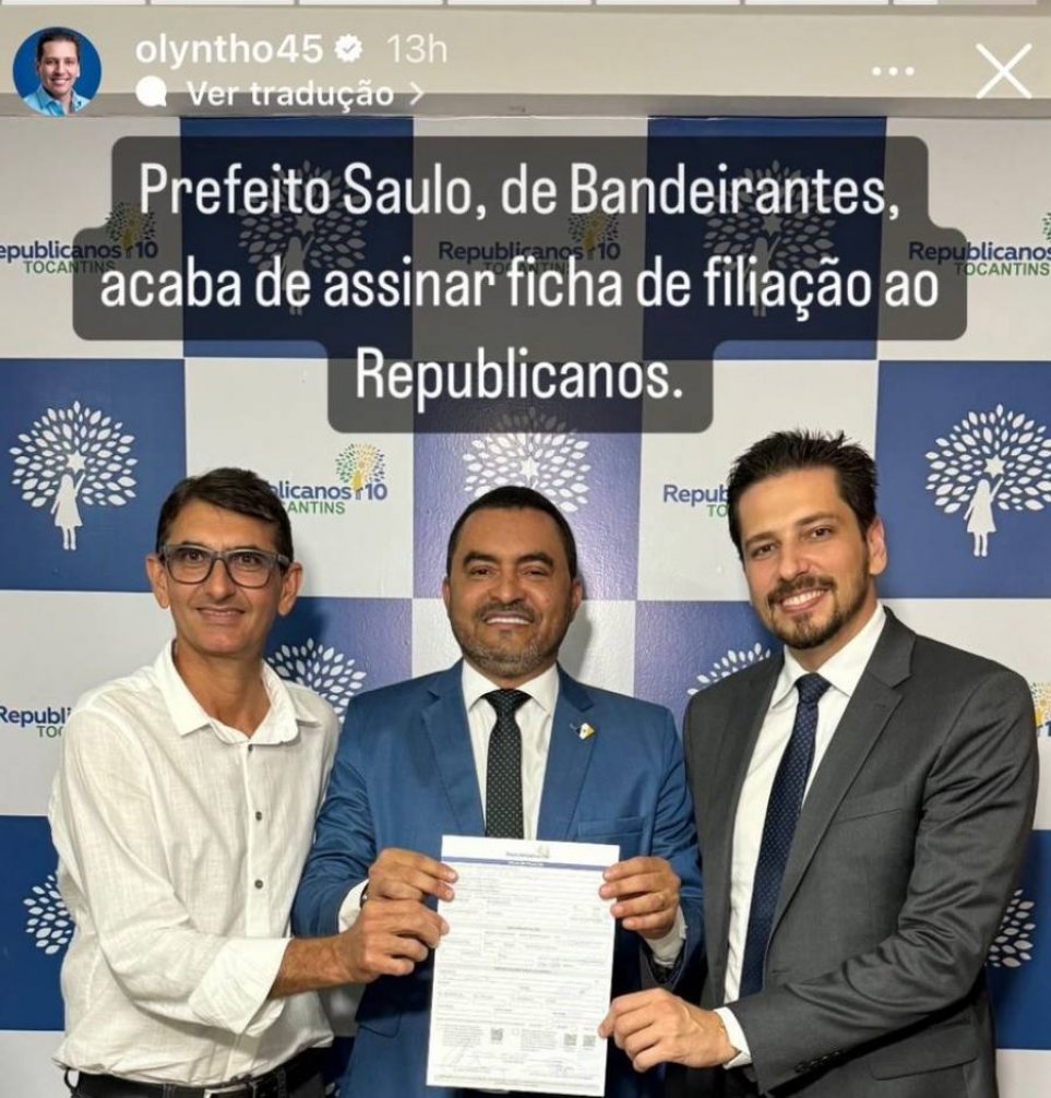 Prefeito Saulo Gonçalves de Bandeirante troca o cidadania pelo Republicanos