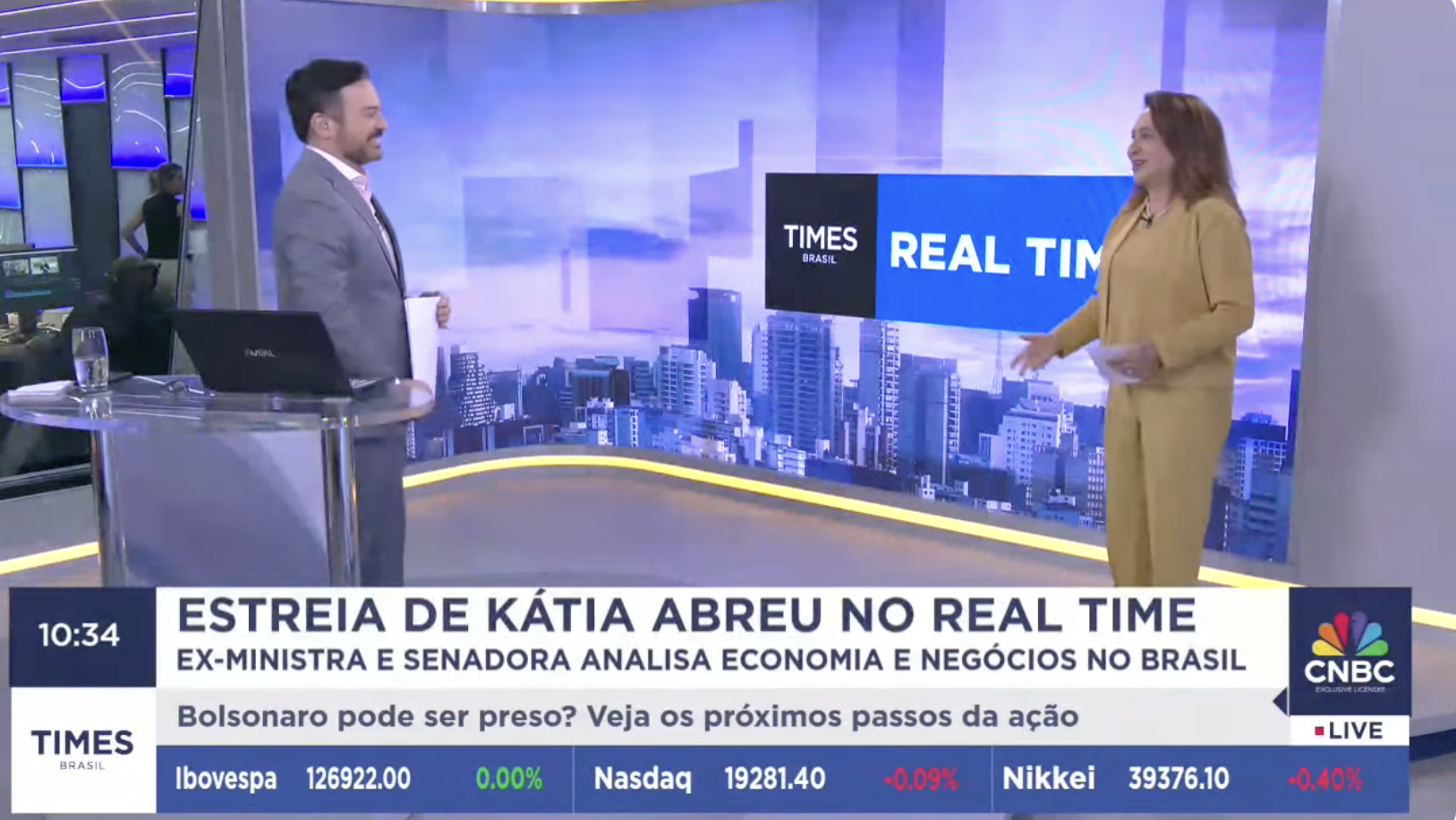 Kátia Abreu destaca o Brasil como potência global do agronegócio durante sua estreia como comentarista na CNBC Brasil.