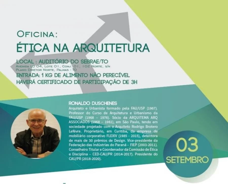 Conselho de Arquitetura e Urbanismo do Tocantins aborda ÃÂ©tica na profissÃÂ£o em seminÃÂ¡rio na segunda-feira, 3