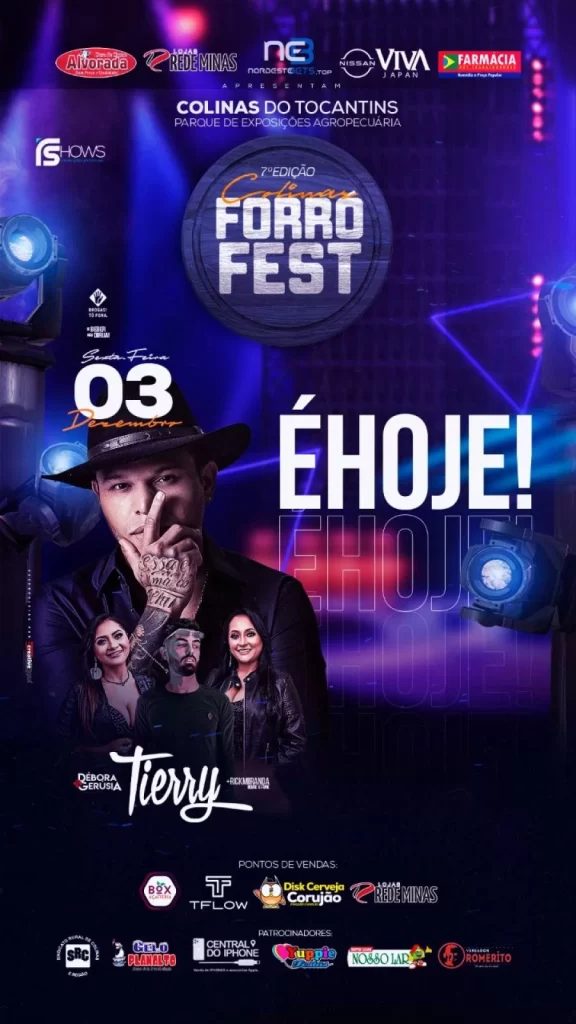 Nova edição do Forró Fest em Colinas, traz ao palco Tierry sensação do arrocha, seguido por Debora e Gerusia e Dj Rick Miranda