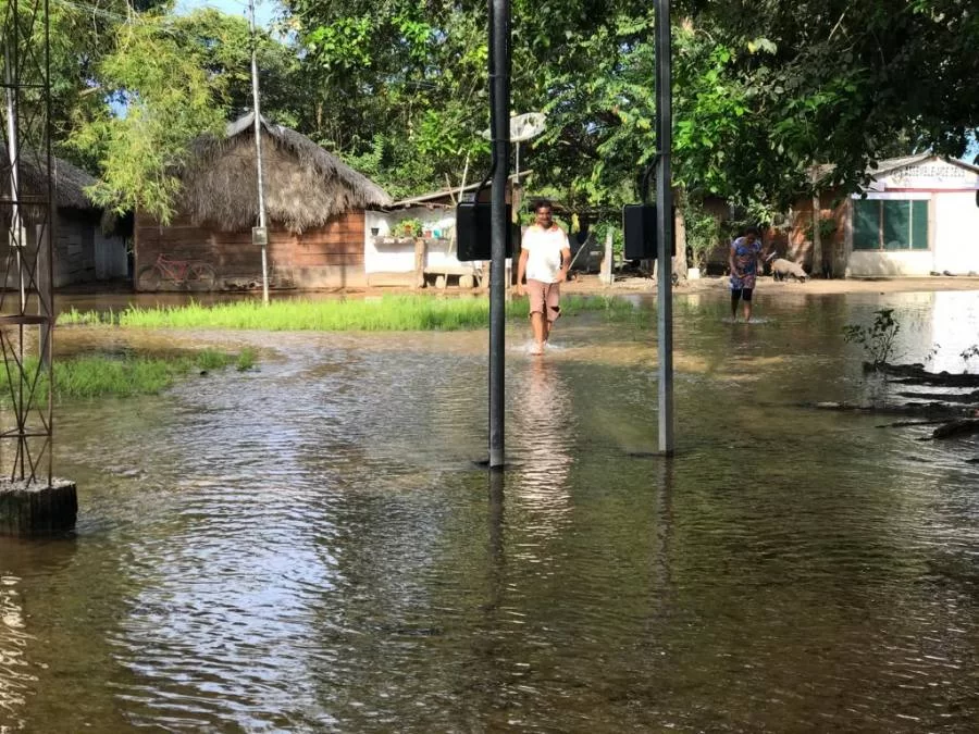 Indígenas da Aldeia Takaywrá reclamam da falta de assistÃªncia em meio a enchentes na região do rio formoso