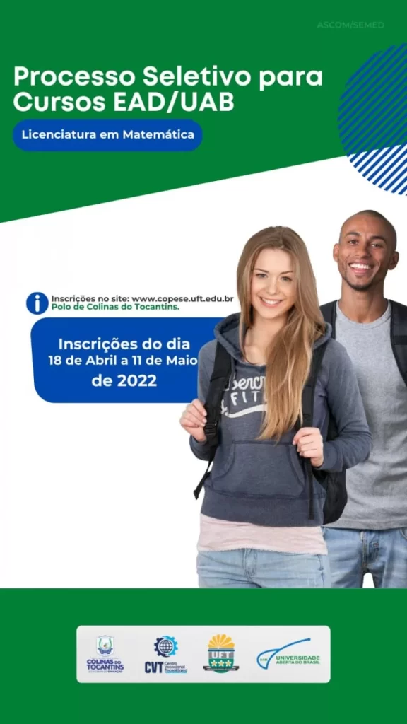 780 vagas são oferecidas pela UBA e UFT para cursos de graduação a distÃ¢ncia; inscrições seguem até dia 11 de maio