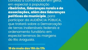 AudiÃªncia Pública sobre a Demarcação de terras em Couto Magalhães acontece nesta quinta-feira,19
