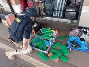Passageira e funcionário de empresa de ônibus são presos por tráfico após PRF encontrar 19 kg de droga em bagagem