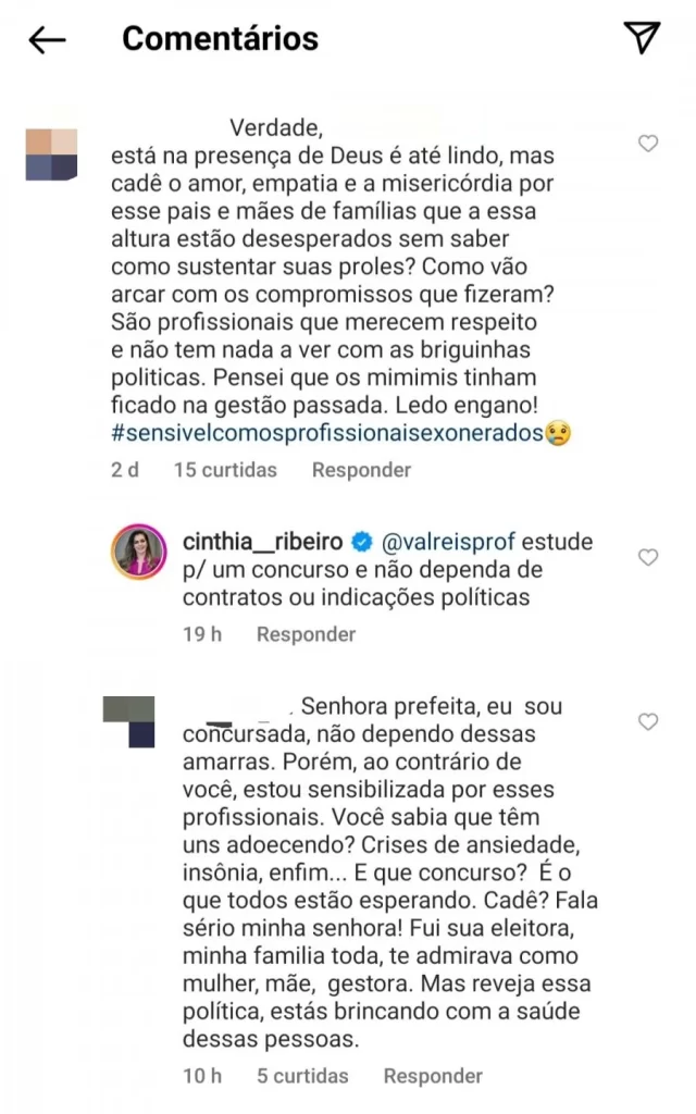 Após comentário da prefeita nas redes sociais para exonerados estudarem para concurso, Janad rebate "mas prefeitura não faz concurso há anos&quot