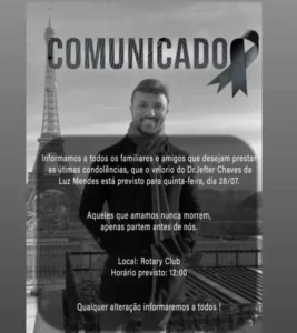 Velório de Jefter Mendes acontece nesta quinta-feira, 28; familiares e amigos prestaram últimas homenagens