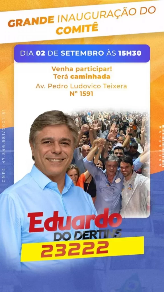 Dertins inaugura comitÃª de campanha nesta sexta-feira, 02, em Colinas