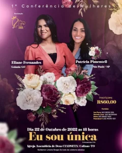 Projeto "Resgate de Mulheres" realiza 1Â° conferÃªncia neste mÃªs de outubro com as ministrantes Patrícia Pimentell e Eliane Fernandes; confira