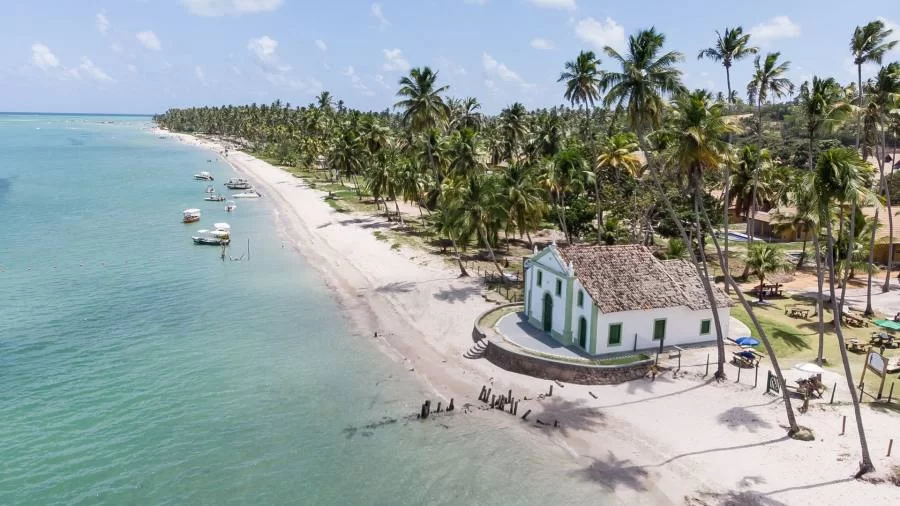 Praia de Carneiros em Pernambuco tem mar verdinho e paisagem de encher os olhos