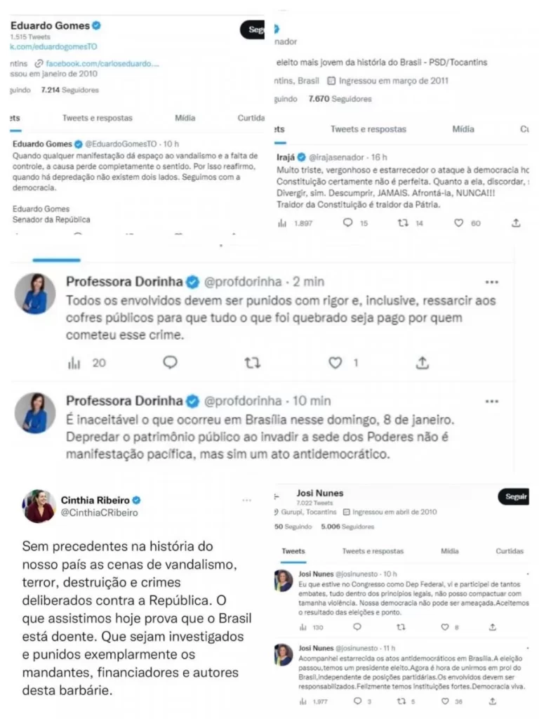 Autoridades Tocantinenses se pronunciam após atos antidemocráticos em Brasília