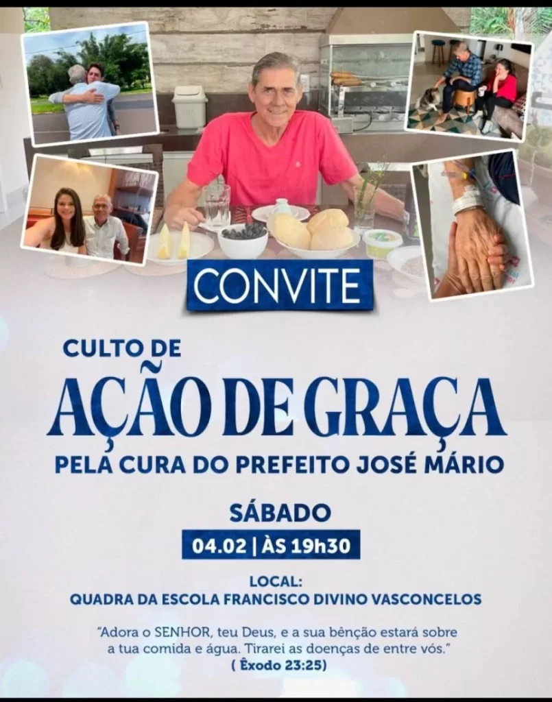 Bandeirante promove Culto de Ação de Graça pela cura do prefeito, José Mário