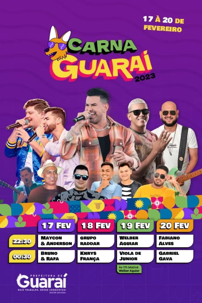 CarnaGuaraí: shows com Maycon & Anderson e a atração nacional Bruno&Rafa abrem programação desta sexta-feira, 17, em Gurupi