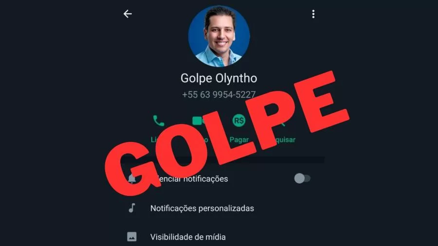 Golpistas criam perfil no WhatsApp se passando pelo deputado estadual Olyntho Neto