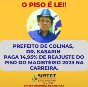 Prefeitura de Colinas oficializa reajuste de 14,95% na carreira do magistério