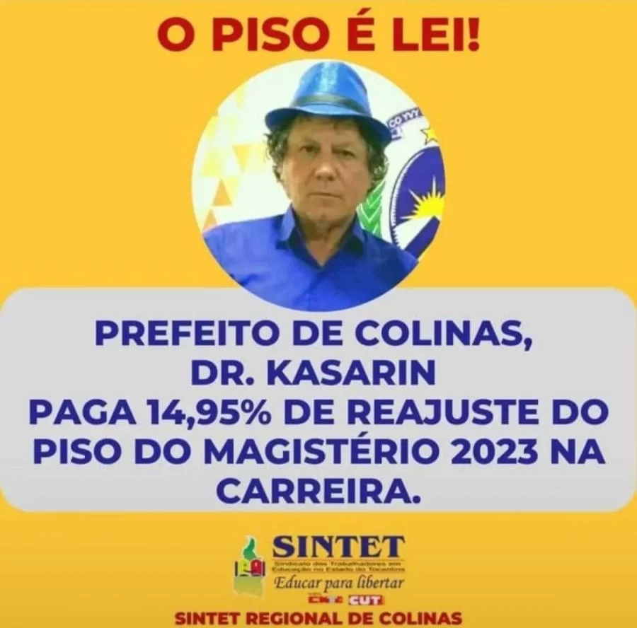 Prefeitura de Colinas oficializa reajuste de 14,95% na carreira do magistério