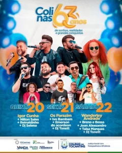 Prefeitura de Colinas do TO divulga atrações da programação de aniversário de 63 anos