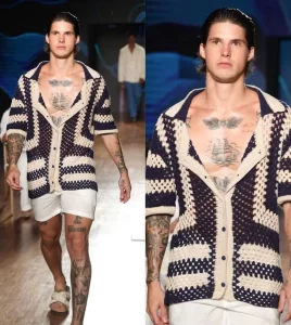 Ex-BBB Gabriel Fop desfila na passarela do São Paulo Fashion Week