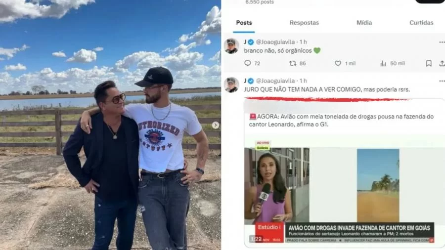 João Guilherme debocha após avião com droga pousar na fazenda do pai