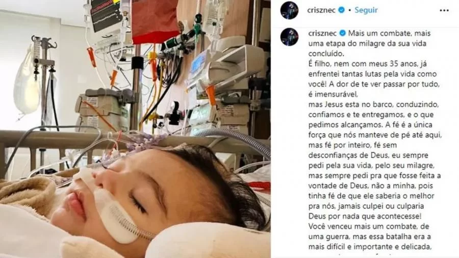 Filho do cantor sertanejo Cristiano passa por cirurgia no coração: 'Mais um combate'