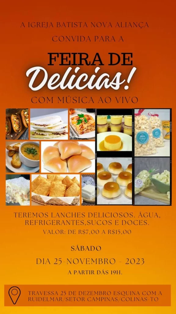 Igreja Batista Nova Aliança do Tocantins promove feira gastronômica e louvor; confira
