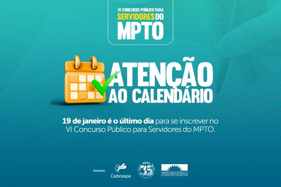 Ãltima semana para se inscrever no VI concurso de servidores do MPTO
