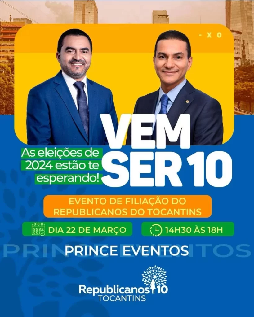Republicanos -TO realiza nesta sexta, 22, evento de filiação e preparação para as eleições de 2024