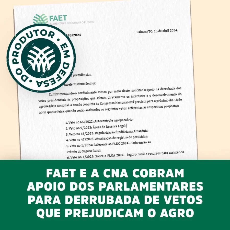 PL que tiveram vetos da presidÃªncia da república impactam o agronegócio brasileiro
