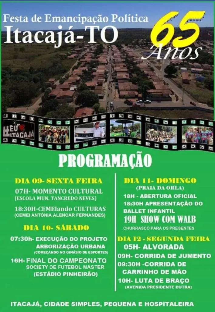 ItacajÃÂ¡ comemora seus 65 anos com grande programaÃÂ§ÃÂ£o