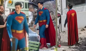 Novas imagens de set mostram novo uniforme ousado do Superman de David Corenswet