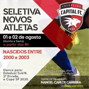 Capital FC realiza ÃÂºltima seletiva de novos jogadores antes do inÃÂ­cio das competiÃÂ§ÃÂµes do segundo semestre