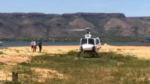 HelicÃÂ³ptero da SeguranÃÂ§a PÃÂºblica auxilia no resgate a quatro turistas no Lago de Palmas