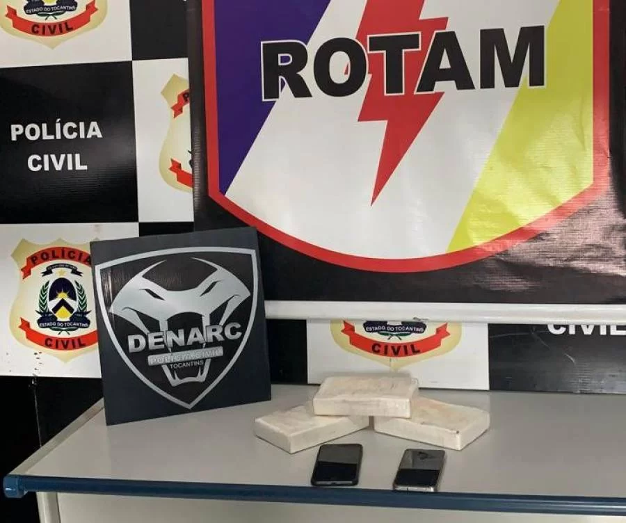 ForÃÂ§as policiais do Tocantins realizam a prisÃÂ£o em flagrante de duas pessoas por trÃÂ¡fico de drogas