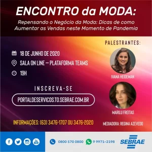 Sebrae promove live para pequenos negÃÂ³cios da moda