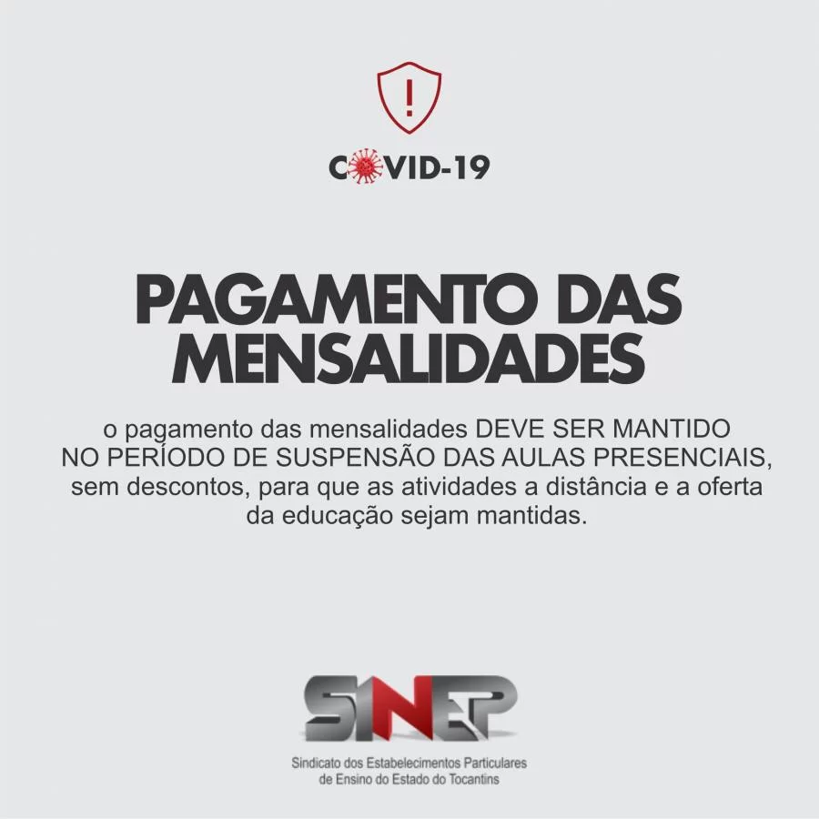 Em nota, Sindicato dos Estabelecimentos Particulares de Ensino Estado do Tocantins repudia lei que prevÃª reduÃÂ§ÃÂ£o em mensalidades de 40%