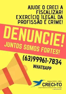 CRECI-TO lanÃÂ§a WhatsApp denÃÂºncia contra exercÃÂ­cio irregular da profissÃÂ£o de corretor de imÃÂ³veis