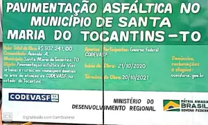 PavimentaÃÂ§ÃÂ£o asfÃÂ¡ltica em Santa Maria do Tocantins ÃÂ© garantida pela Codevasp