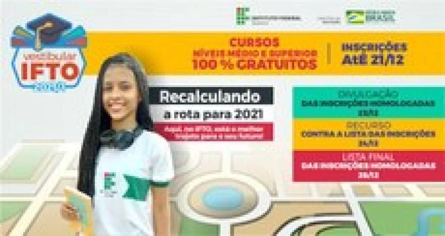 IFTO encerra inscriÃÂ§ÃÂµes do Vestibular 2021/1 nesta segunda-feira