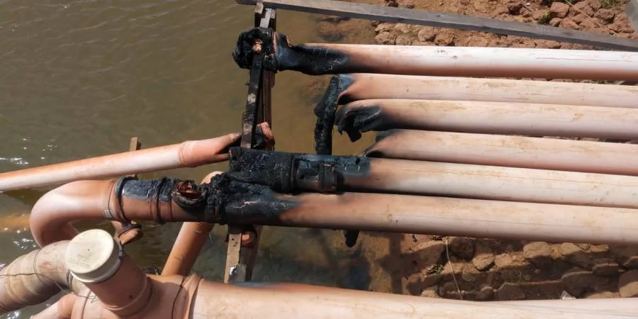 Canos do reservatório da Barragem  em Gurupi são queimados em suposto ato de vandalismo