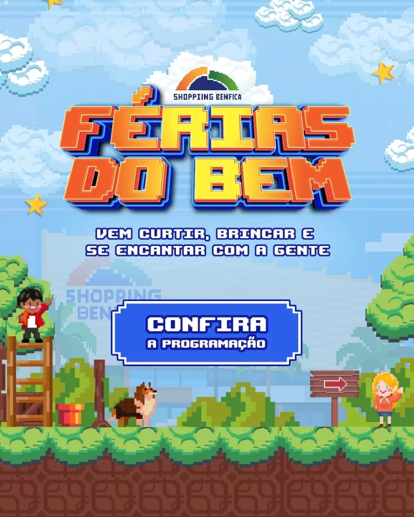 Férias no Shopping Benfica têm videogames retrô, oficinas e shows infantis gratuitos