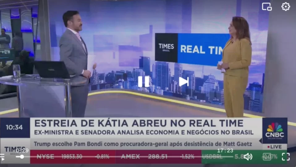 ‘O Brasil é doutor em energia renovável e referência global’, afirma Kátia Abreu