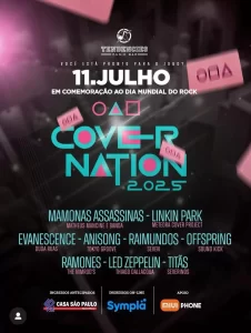 Covernation 2025 celebra o Dia Mundial do Rock com shows imperdíveis hoje, sexta, em Palmas