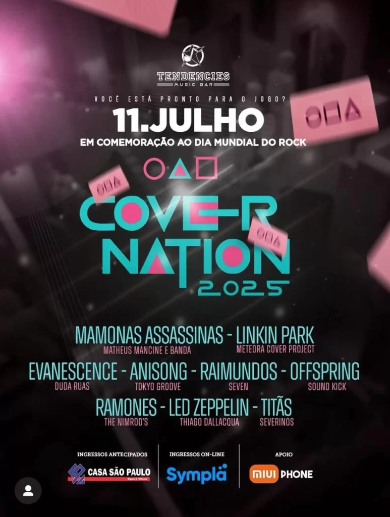 Covernation 2025 celebra o Dia Mundial do Rock com shows imperdíveis hoje, sexta, em Palmas