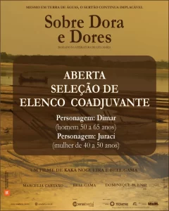 Filme “Sobre Dora e Dores” abre nova seleção de elenco com foco em atores e atrizes maduros; gravações ocorrerão no Tocantins