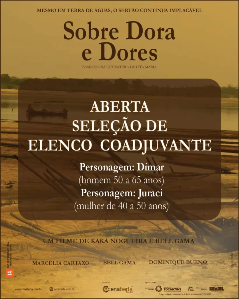 Filme “Sobre Dora e Dores” abre nova seleção de elenco com foco em atores e atrizes maduros; gravações ocorrerão no Tocantins