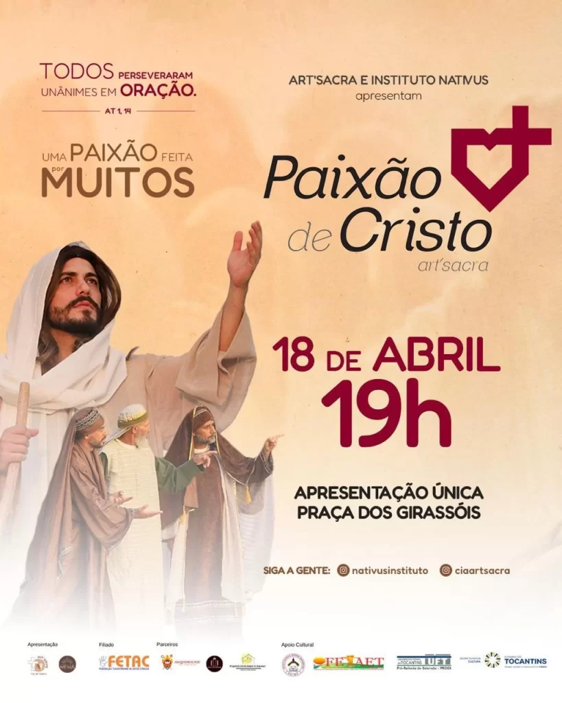 Com elenco nacional, Palmas recebe a 21ª edição da Paixão de Cristo na Praça dos Girassóis