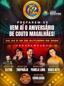 Forró Tropikália, Ex Calcinha Preta e Cavalgada animam 62º aniversário de Couto Magalhães neste fim de semana