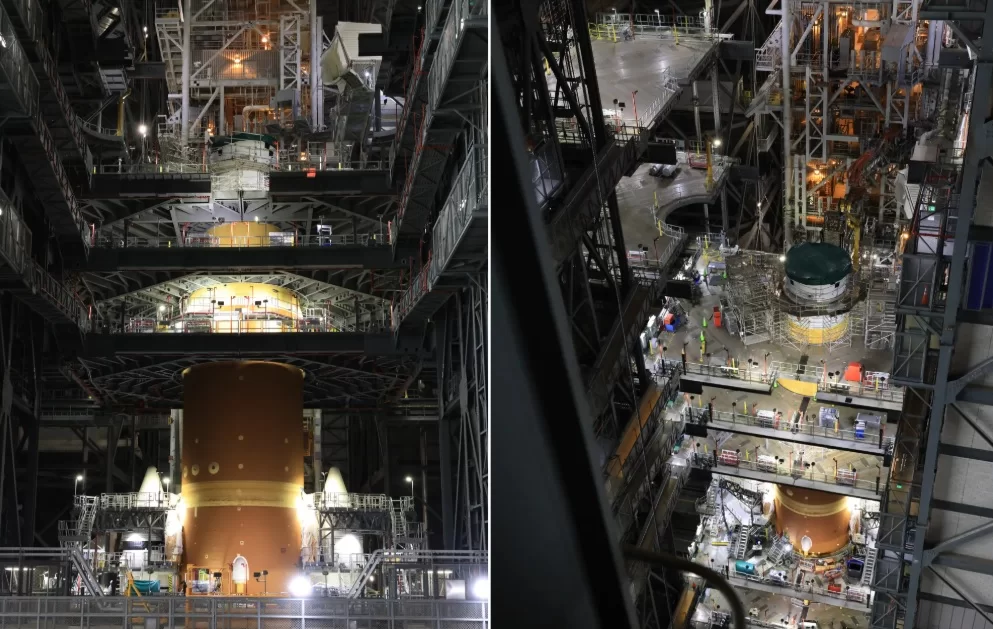 NASA integra novo adaptador e avança na conclusão do foguete Artemis II