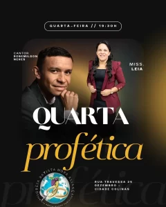 Igreja Batista Nova Aliança realiza Quarta Profética “Aviva-nos, Senhor!” com Pastora Leia e Pastora Carme Lúcia nesta quarta (26) em Colinas do Tocantins