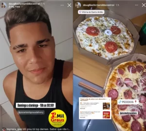 Fechado? Dougllas Fernanddo celebra parceria com a Pizzaria Mil Grau e fãs elogiam sabor e acolhida