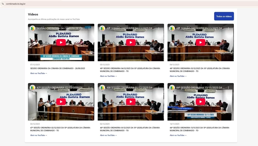 Câmara de Combinado lança novo portal de transparência e amplia acesso da população ao Legislativo